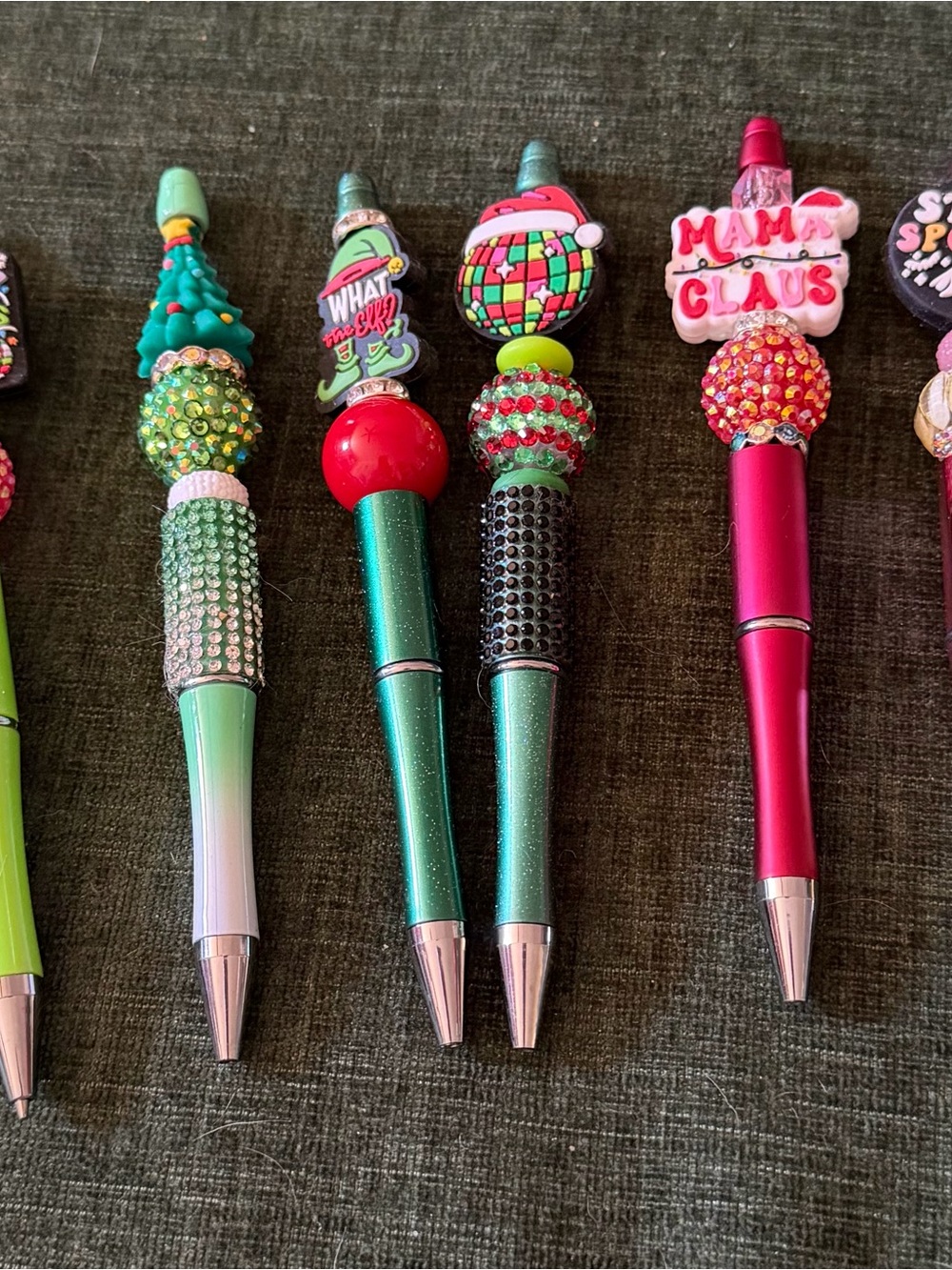 Handmade holiday pens with charms and beads, perfect gift